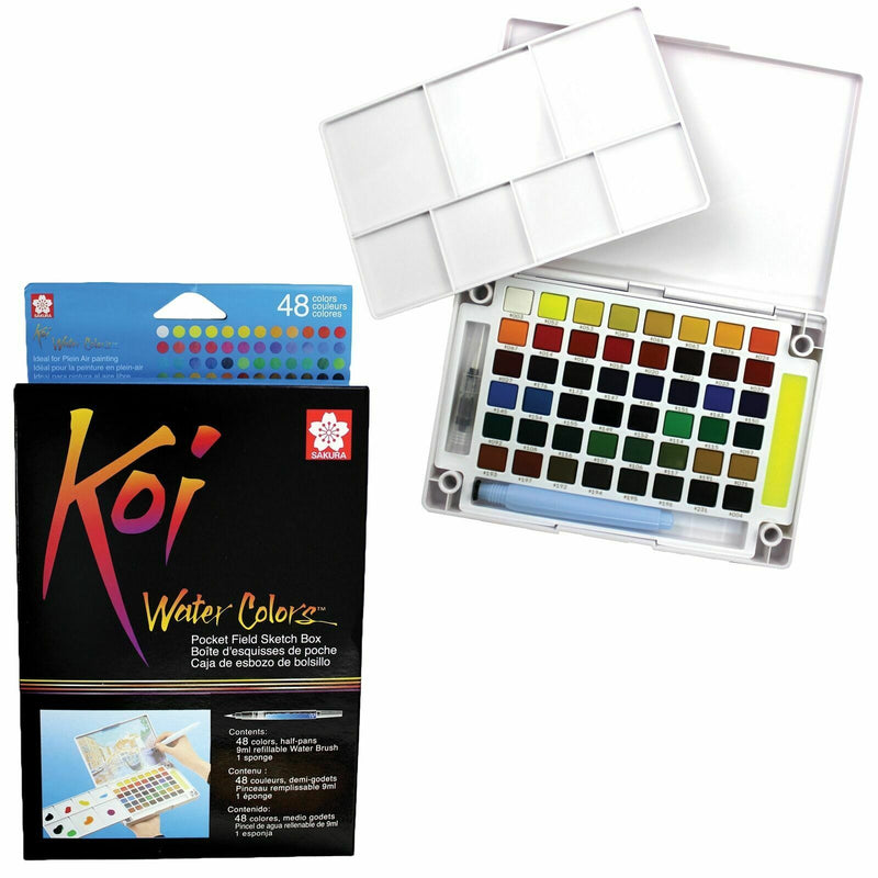 Koi Sakura KOI Pocket Field Sketch Box Watercolour Paints Set - 48 Pans