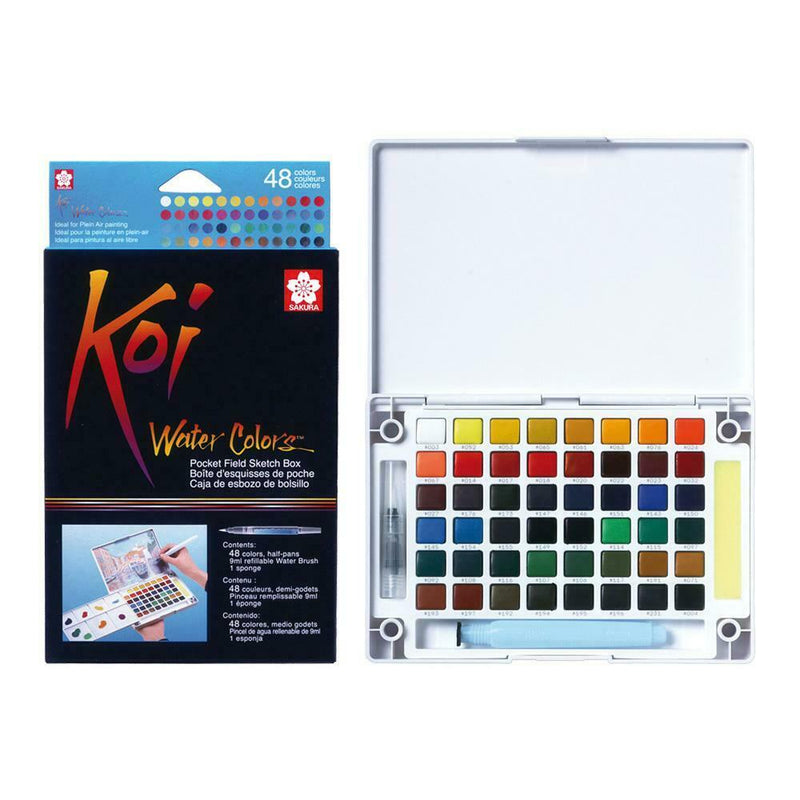 Koi Sakura KOI Pocket Field Sketch Box Watercolour Paints Set - 48 Pans