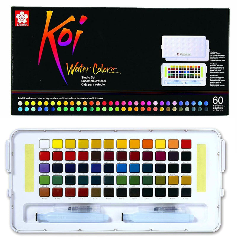 Koi Sakura KOI Pocket Field Sketch Box Watercolour Paints Set - 60 Pans