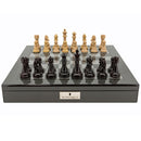 Dal Rossi Dal Rossi Italy Classic Ebony/Ivory Chess Set Carbon Fibre Finish 50cm Board