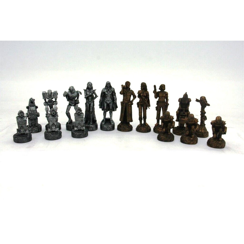 Dal Rossi Dal Rossi Italy Mad Max Robot Chess Set with 50cm Carbon Fibre Finish Chess Figure Board