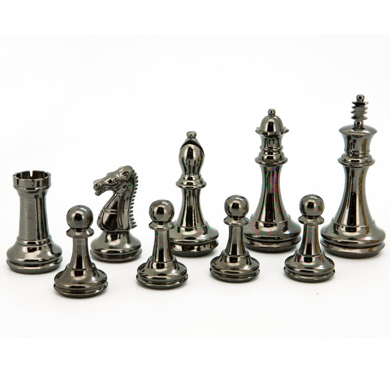 Dal Rossi Dal Rossi Italy Heavy 110mm Brass Staunton Gold and Silver chessmen Chess Set with 50cm Carbon Fibre Finish Chess Figure Board