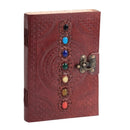 YOU ARE AN ANGEL Handmade Embossed Leather Journal - 7 Chakra Gem Stones 200pgs