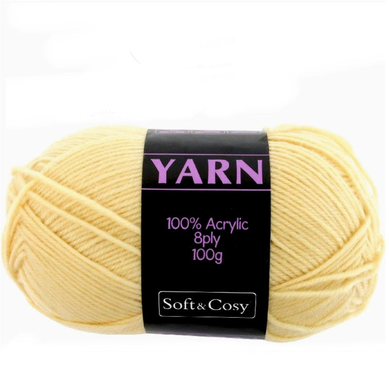 Soft & Cozy Soft & Cozy 100g Acrylic 8ply Knitting Yarn Light Yellow
