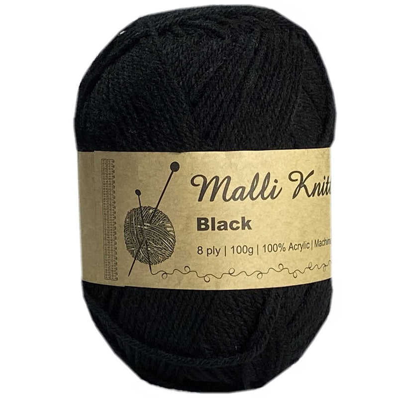 Malli Knitting Malli Knitting 100g Acrylic Yarn - Black