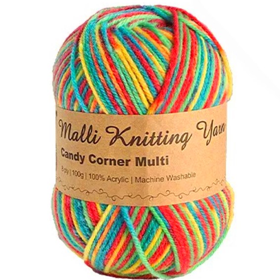 Malli Knitting Malli Knitting 100g Acrylic Yarn - Candy Corner Multi