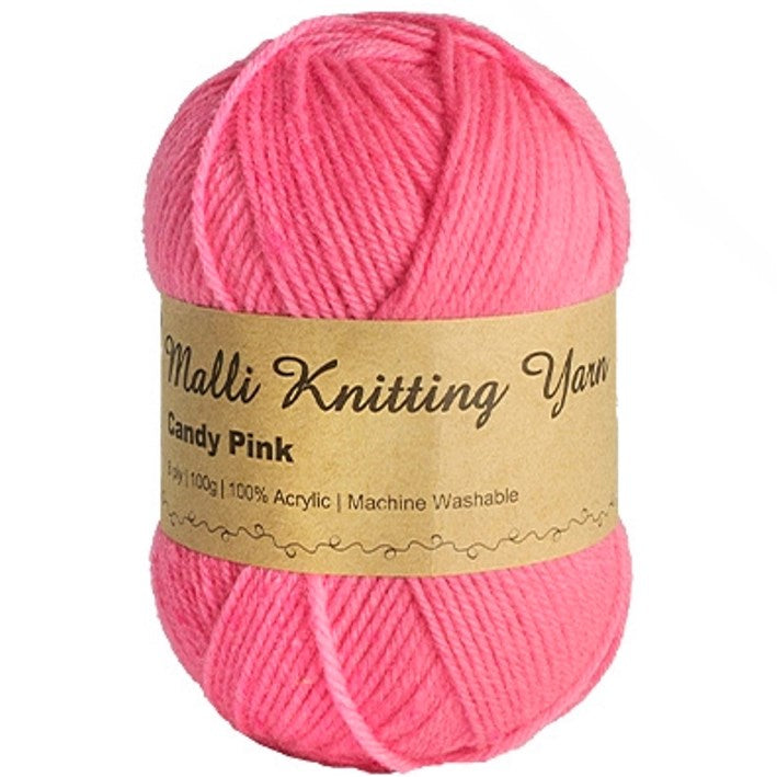 Malli Knitting Malli Knitting 100g Acrylic Yarn - Candy Pink