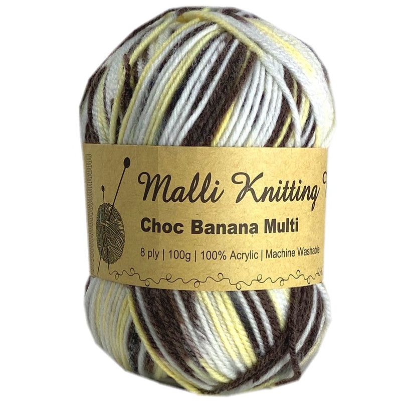 Malli Knitting Malli Knitting 100g Acrylic Yarn - Choc Banana Multi