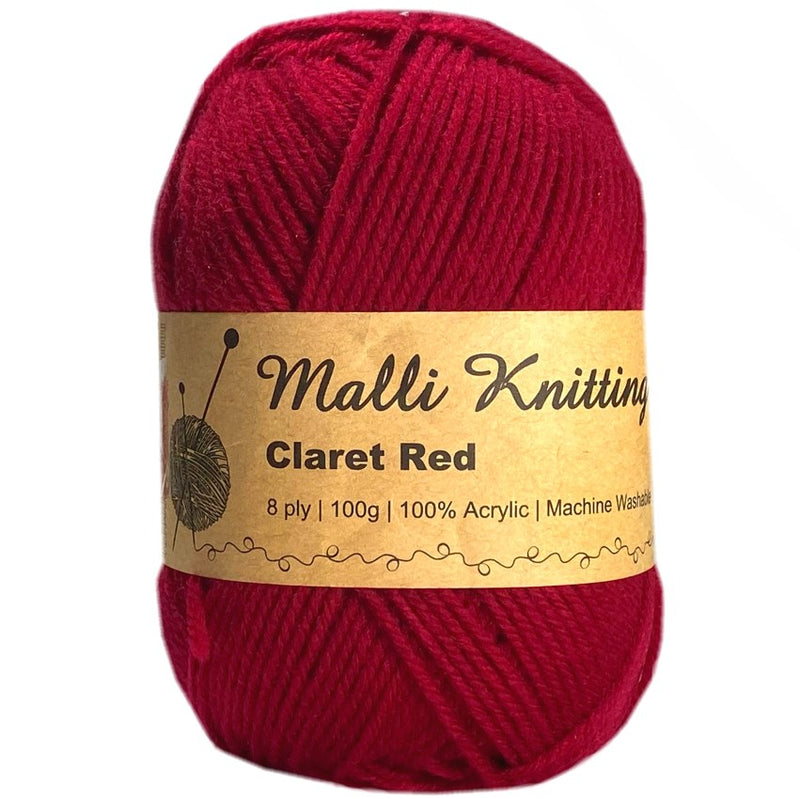Malli Knitting Malli Knitting 100g Acrylic Yarn - Claret Red