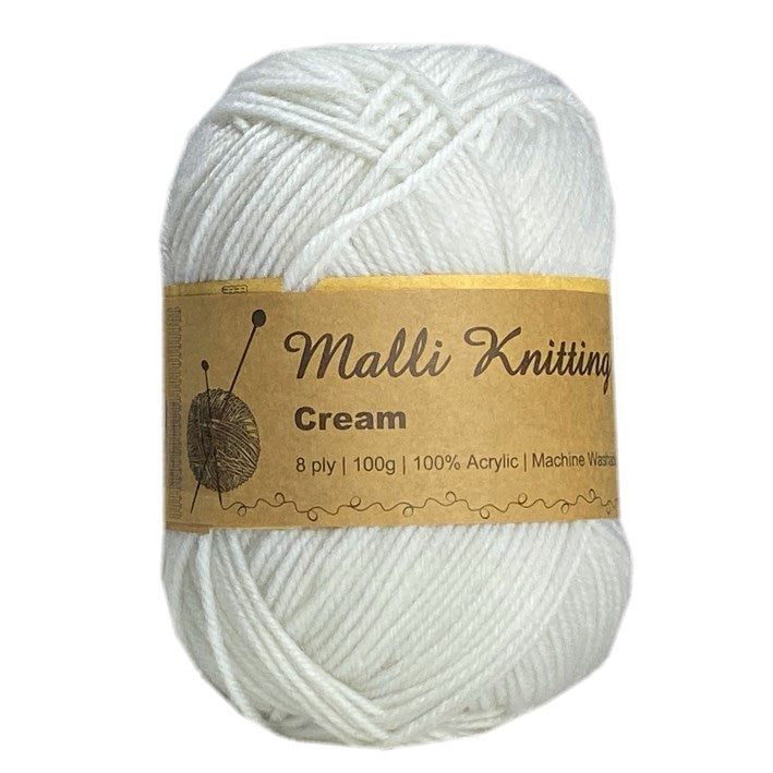 Malli Knitting Malli Knitting 100g Acrylic Yarn - Cream