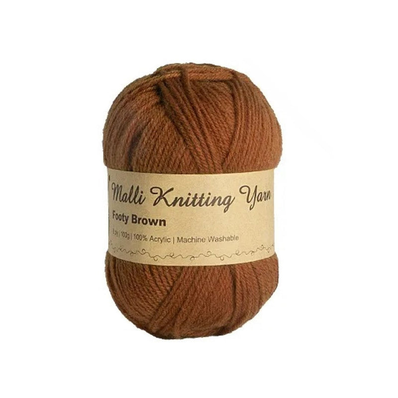 Malli Knitting 100g Acrylic Yarn - Footy Brown