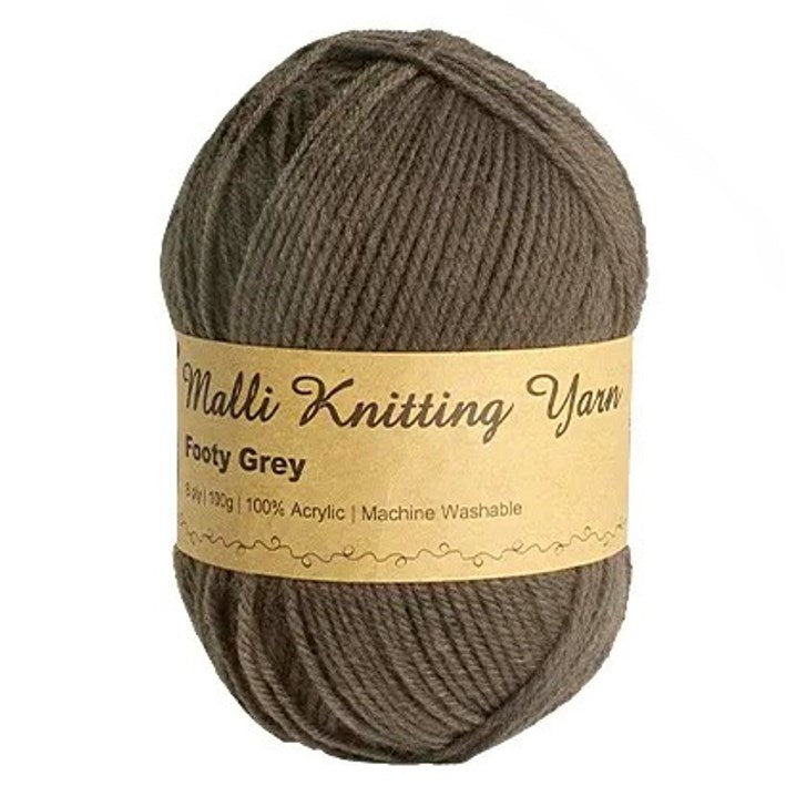 Malli Knitting Malli Knitting 100g Acrylic Yarn - Footy Grey