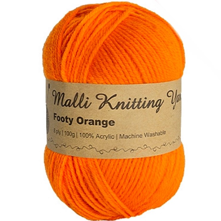Malli Knitting Malli Knitting 100g Acrylic Yarn - Footy Orange