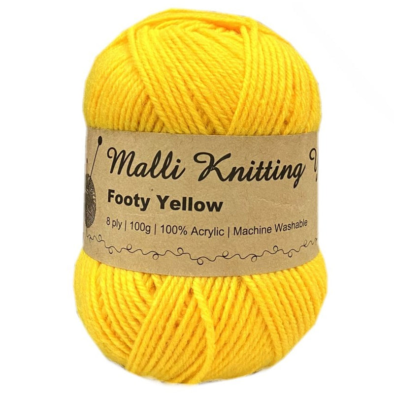 Malli Knitting Malli Knitting 100g Acrylic Yarn - Footy Yellow