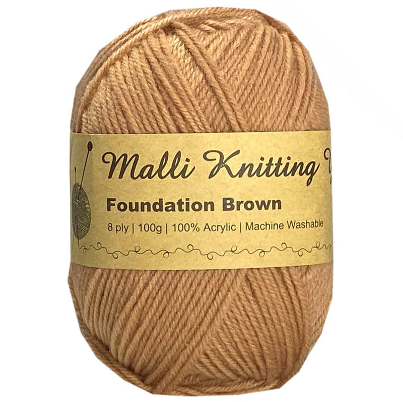 Malli Knitting Malli Knitting 100g Acrylic Yarn - Foundation Brown
