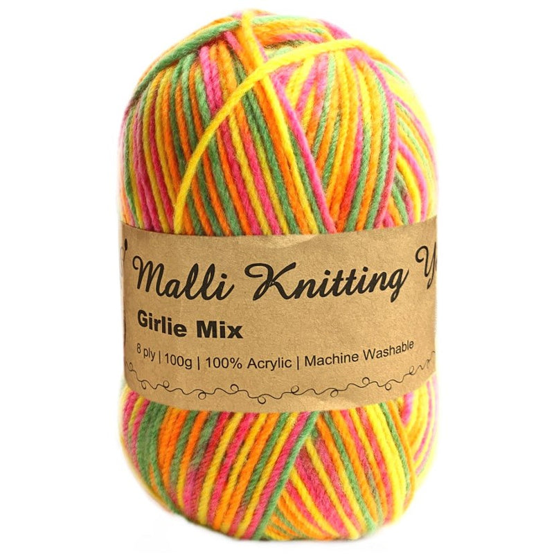 Malli Knitting Malli Knitting 100g Acrylic Yarn - Girlie Mix Multi