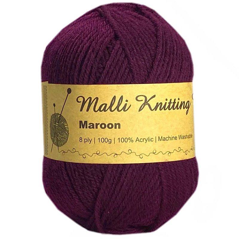 Malli Knitting Malli Knitting 100g Acrylic Yarn - Maroon
