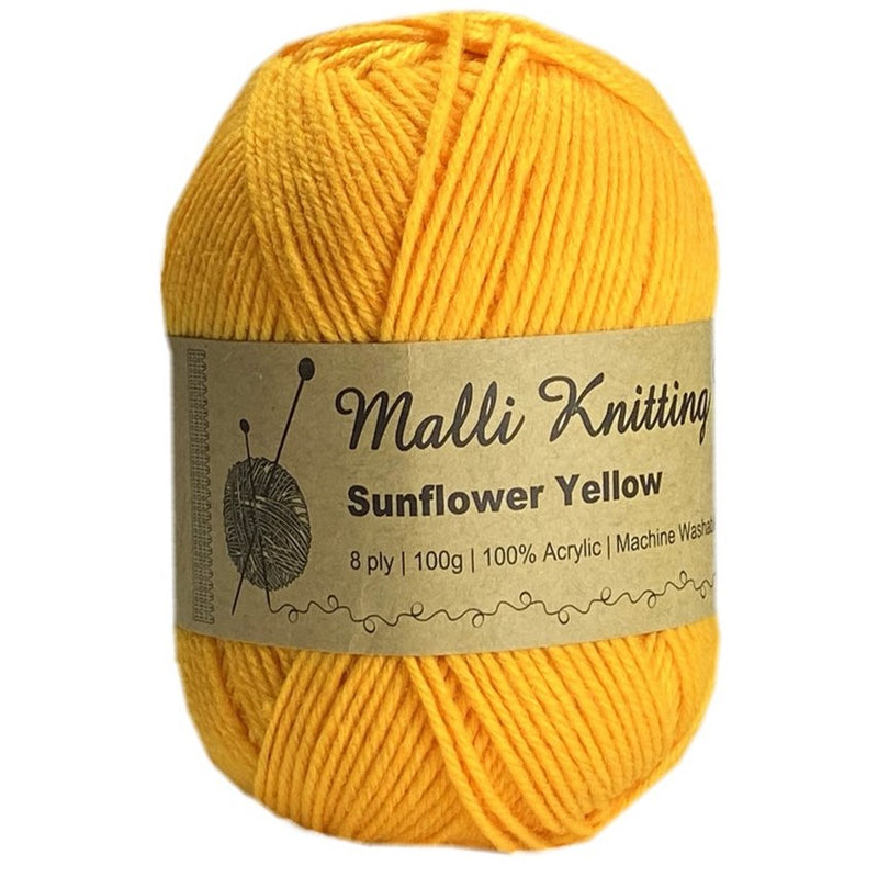 Malli Knitting Malli Knitting 100g Acrylic Yarn - Sunflower Yellow
