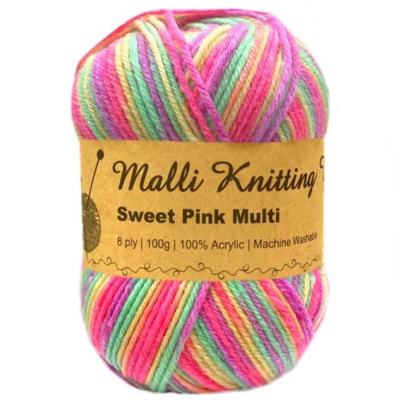 Malli Knitting Malli Knitting 100g Acrylic Yarn - Sweet Pink Multi