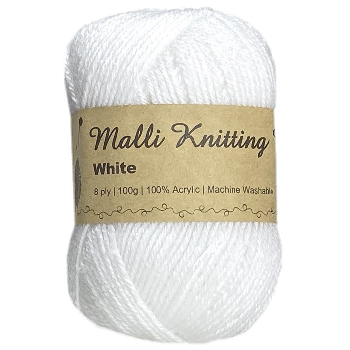 Malli Knitting Malli Knitting 100g Acrylic Yarn - White
