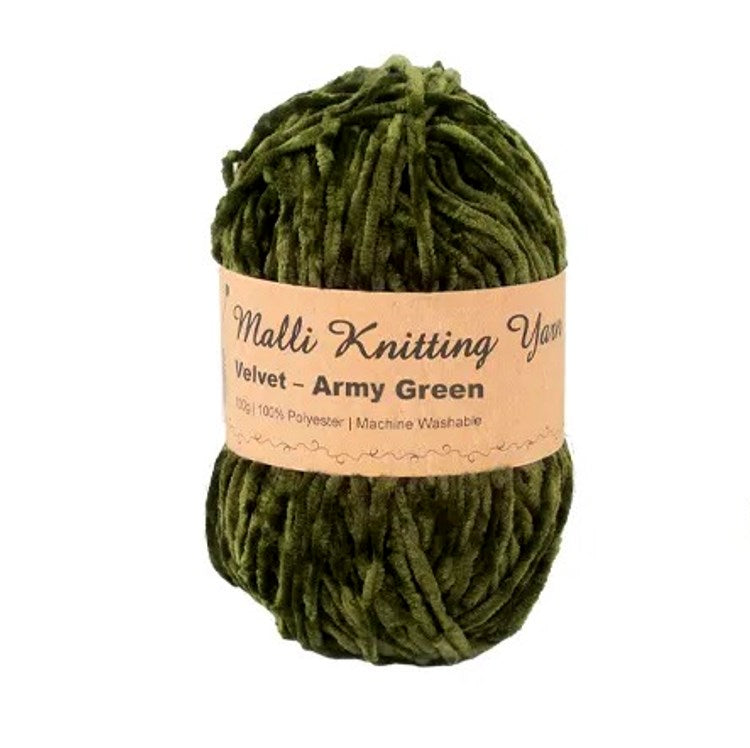 Malli Knitting Malli Knitting 100g Velvet Yarn Army Green