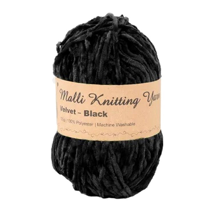 Malli Knitting Malli Knitting 100g Velvet Yarn Black