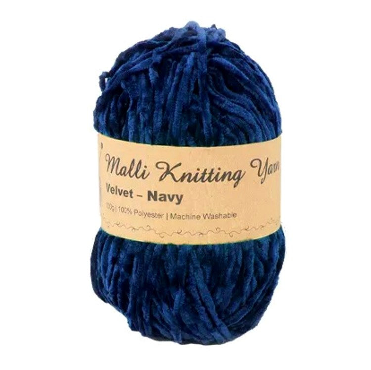 Malli Knitting Malli Knitting 100g Velvet Yarn Navy