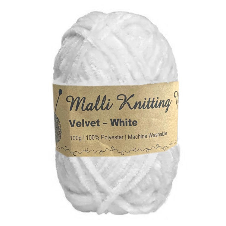 Malli Knitting Malli Knitting 100g Velvet Yarn White