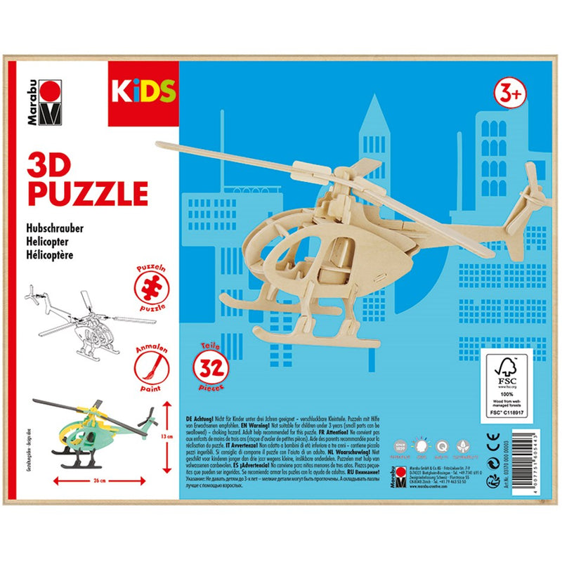 Marabu Marabu Wooden DIY Jigsaw 3D Puzzle - Helicopter