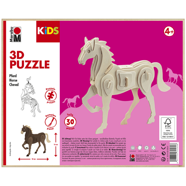 Marabu Marabu Wooden DIY Jigsaw 3D Puzzle - Horse