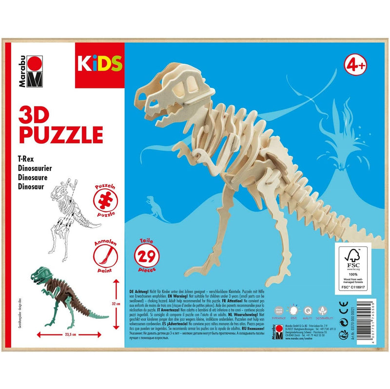 Marabu Marabu Wooden DIY Jigsaw 3D Puzzle - Dinosaur T-Rex