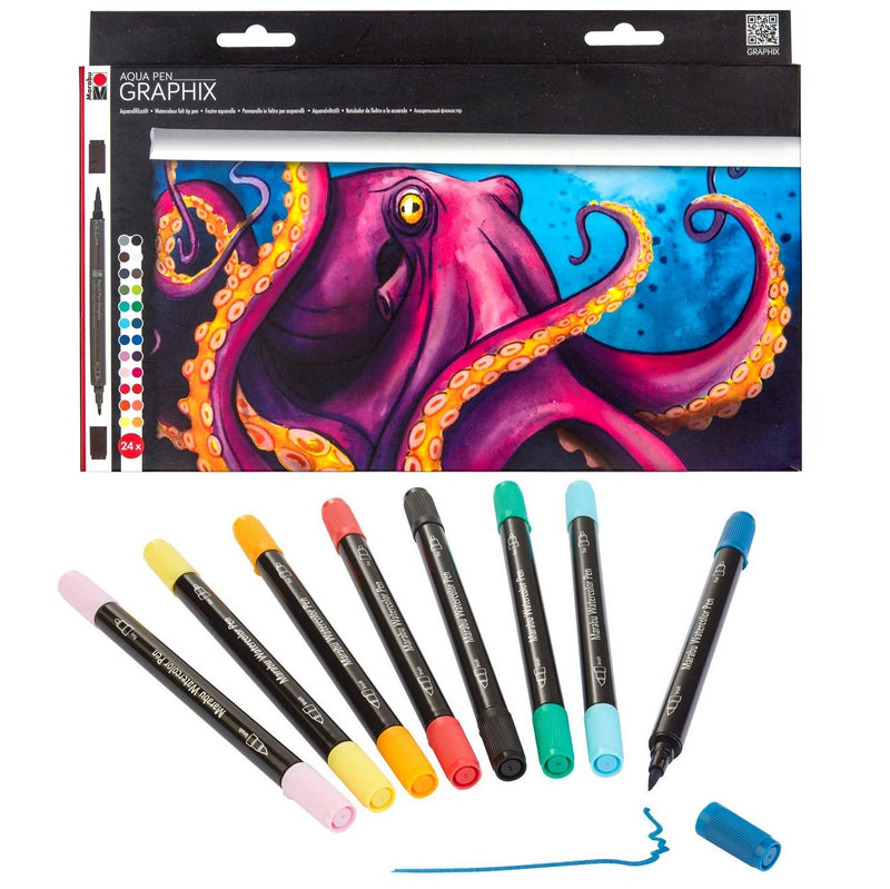 Marabu Marabu Watercolour Dual Tip Brush Pens Markers Set 24pk