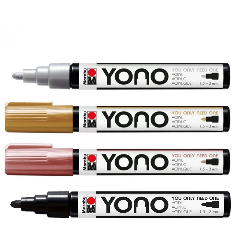 Marabu Marabu YONO 4pk Pens Acrylic Bullet Tip 3mm Paint Markers - Metallic
