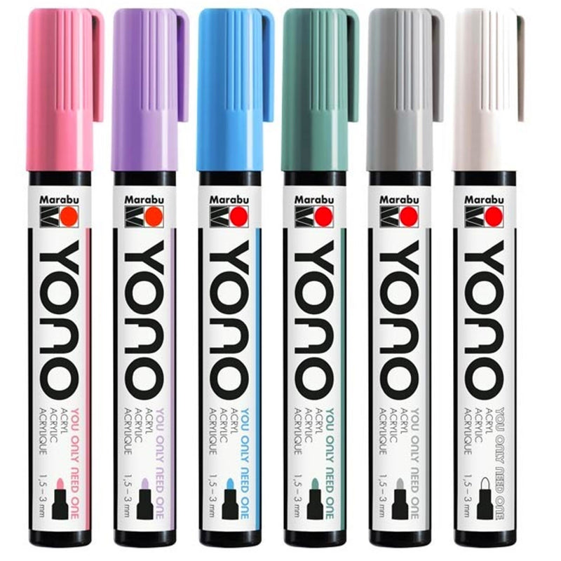 Marabu Marabu YONO 6pk Pens Acrylic Bullet Tip 3mm Paint Markers - Pastel