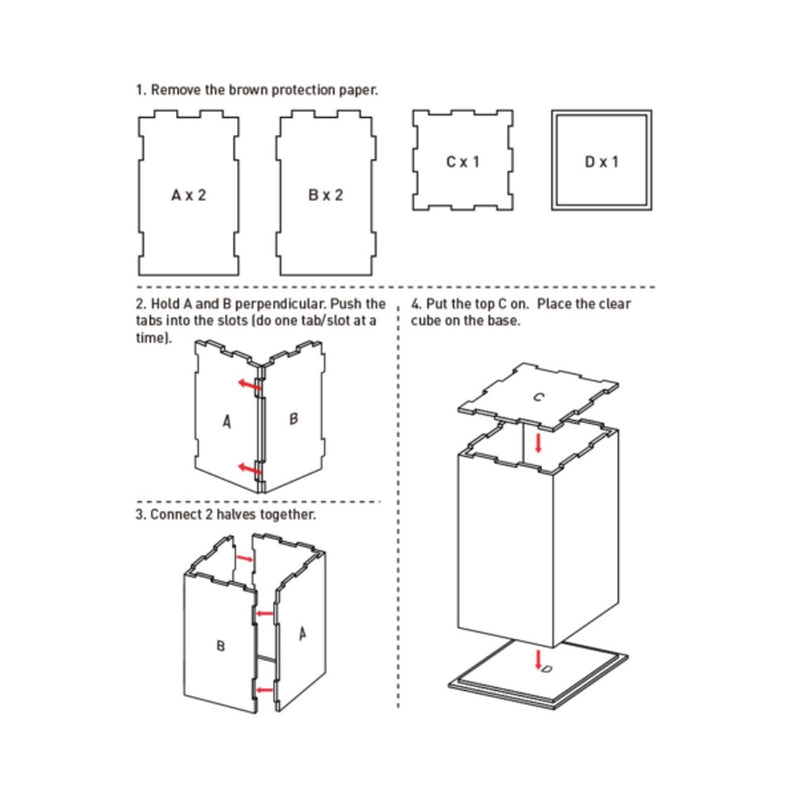 Metal Earth Clear Acrylic Cube Display Box 3"x3"x5"