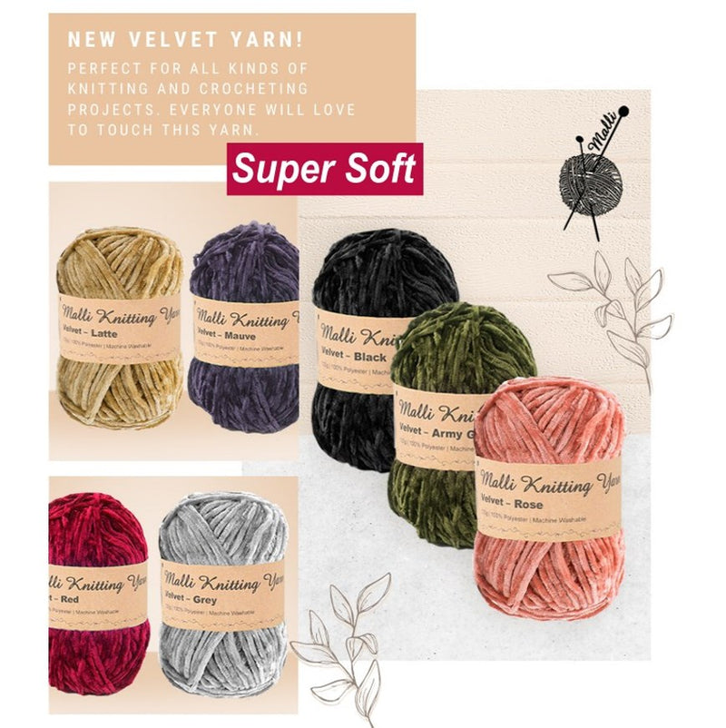 Malli Knitting Malli Knitting 100g Velvet Yarn Fuscia