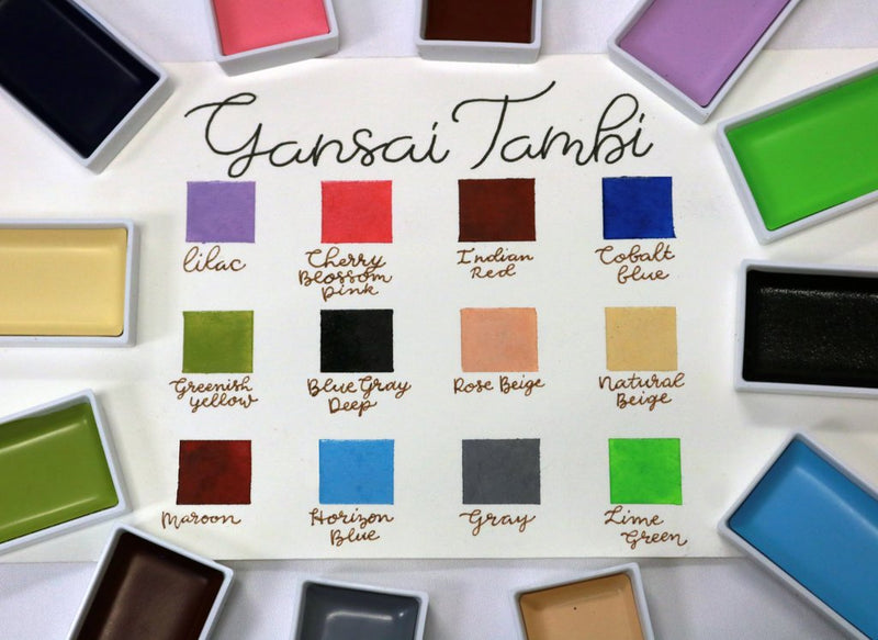 Kuretake Kuretake Gansai Tambi Watercolour Paint Set - 12 Pans II New Colours