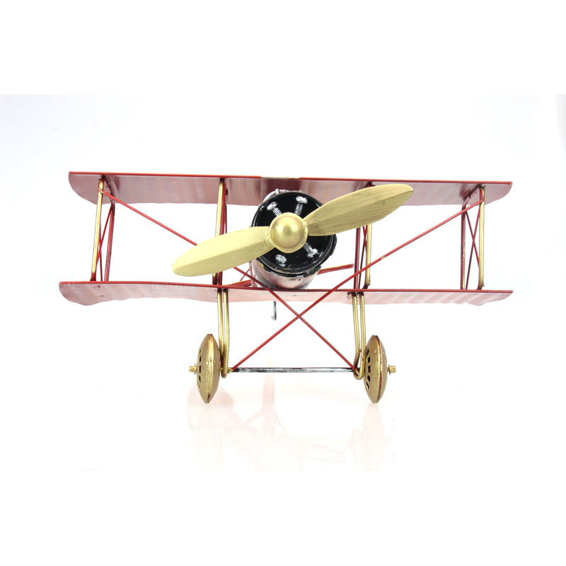 Recycled Metal Art Vintage Red Baron Albatros Biplane Aircraft - Handm