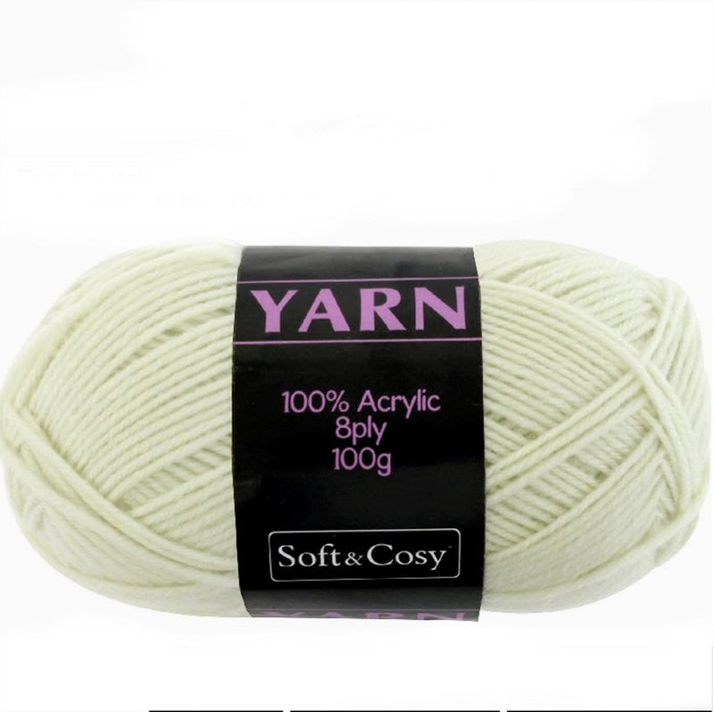 Soft & Cozy Soft & Cozy 100g Acrylic 8ply Knitting Yarn Off White
