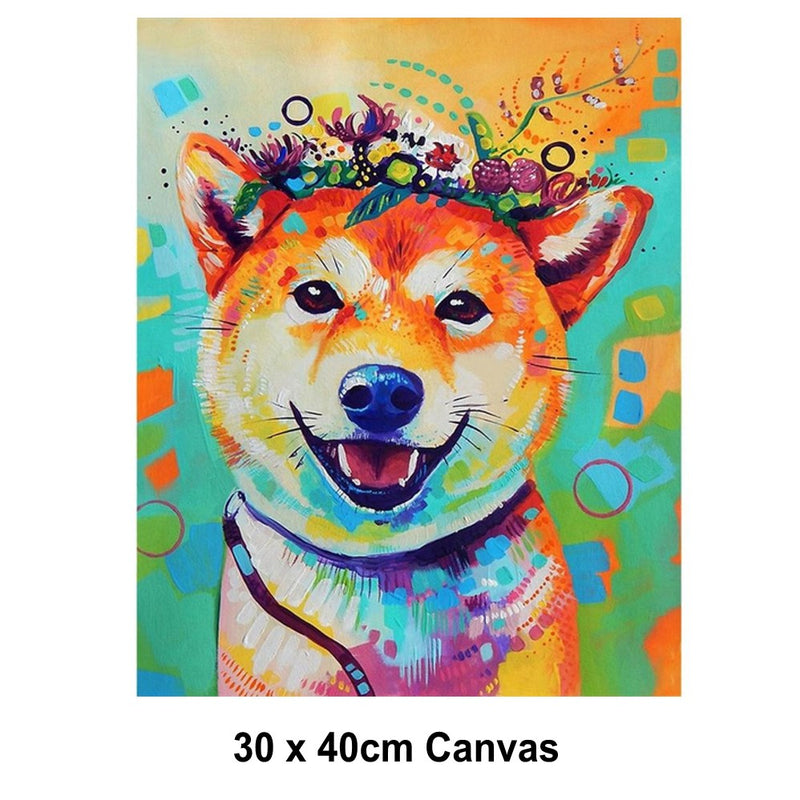 5D Picture DIY Paint by Numbers Craft Painting Kit 30x40 Canvas Colourful Dog