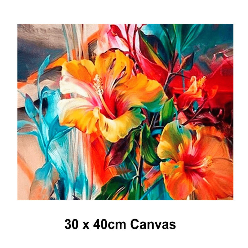 5D Picture DIY Paint by Numbers Craft Painting Kit 30x40 Canvas Colourful Lilies