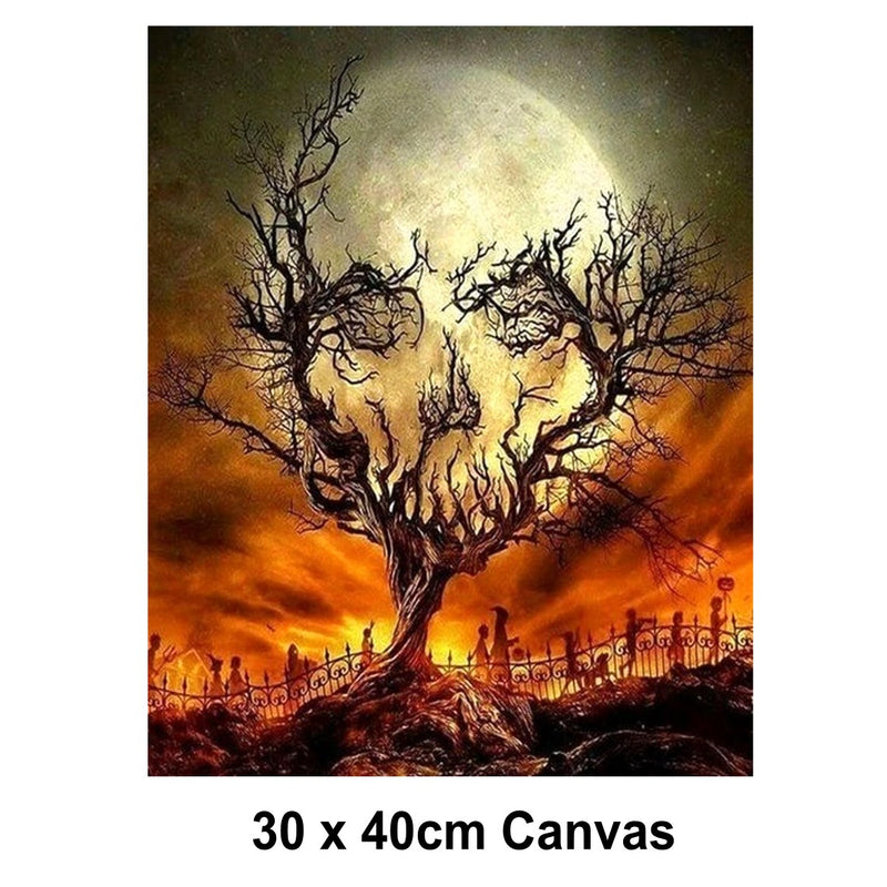 5D Picture DIY Paint by Numbers Craft Painting Kit 30x40 Canvas Creepy Moon