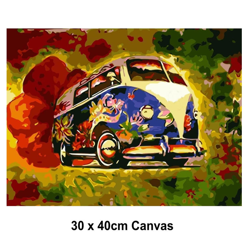 5D Picture DIY Paint by Numbers Craft Painting Kit 30x40 Canvas Hippie Bus