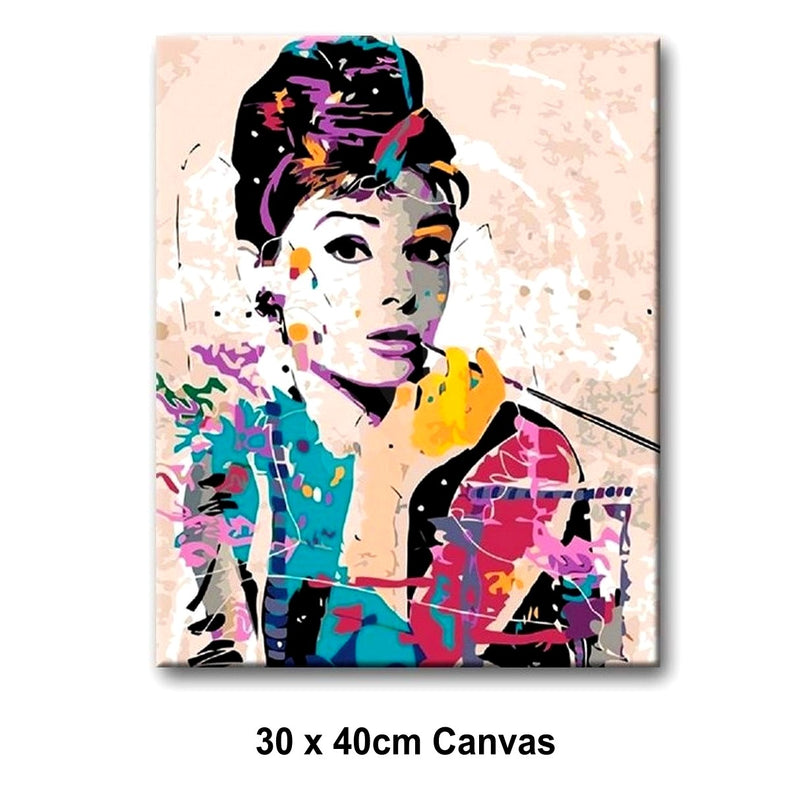 5D Picture DIY Paint by Numbers Craft Painting Kit 30x40 Canvas Audrey Hepburn