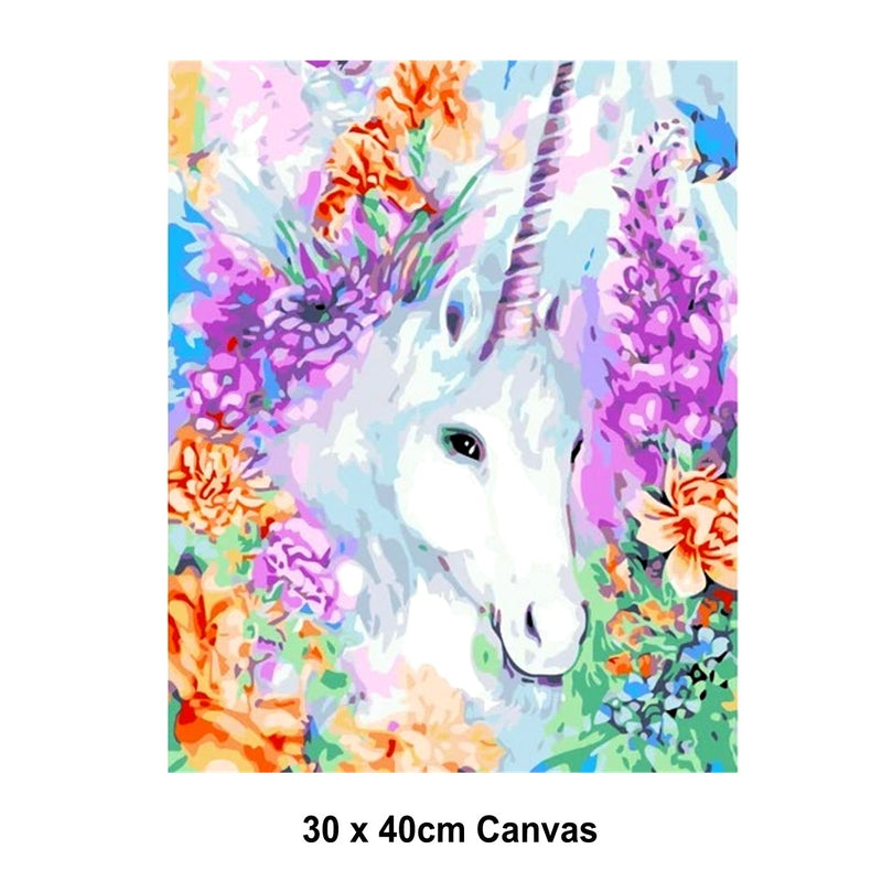 5D Picture DIY Paint by Numbers Craft Painting Kit 30x40 Canvas Flowery Unicorn