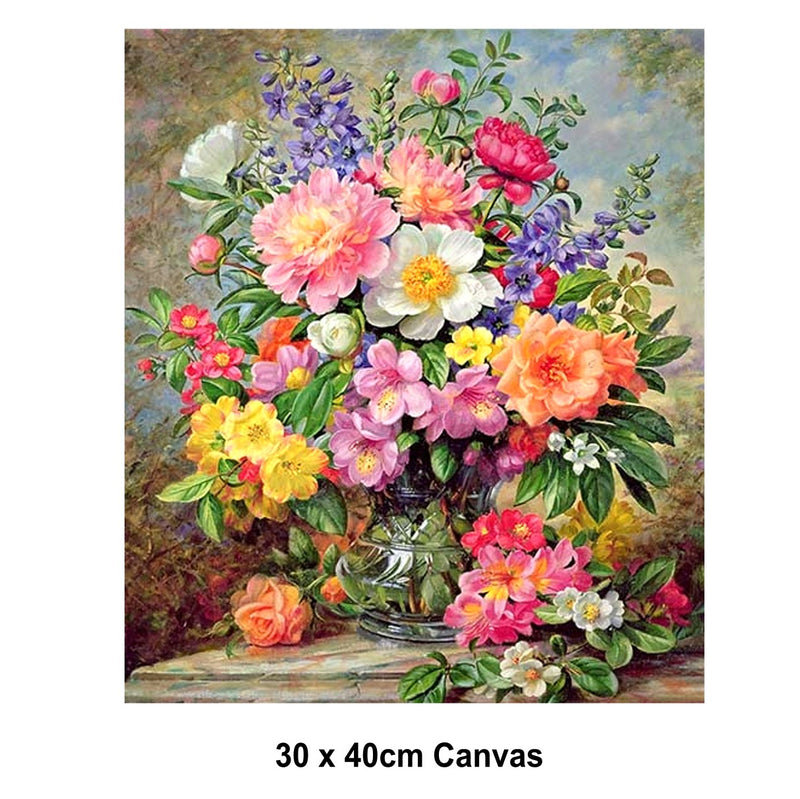 5D Picture DIY Paint by Numbers Craft Painting Kit 30x40 Canvas June Flowers