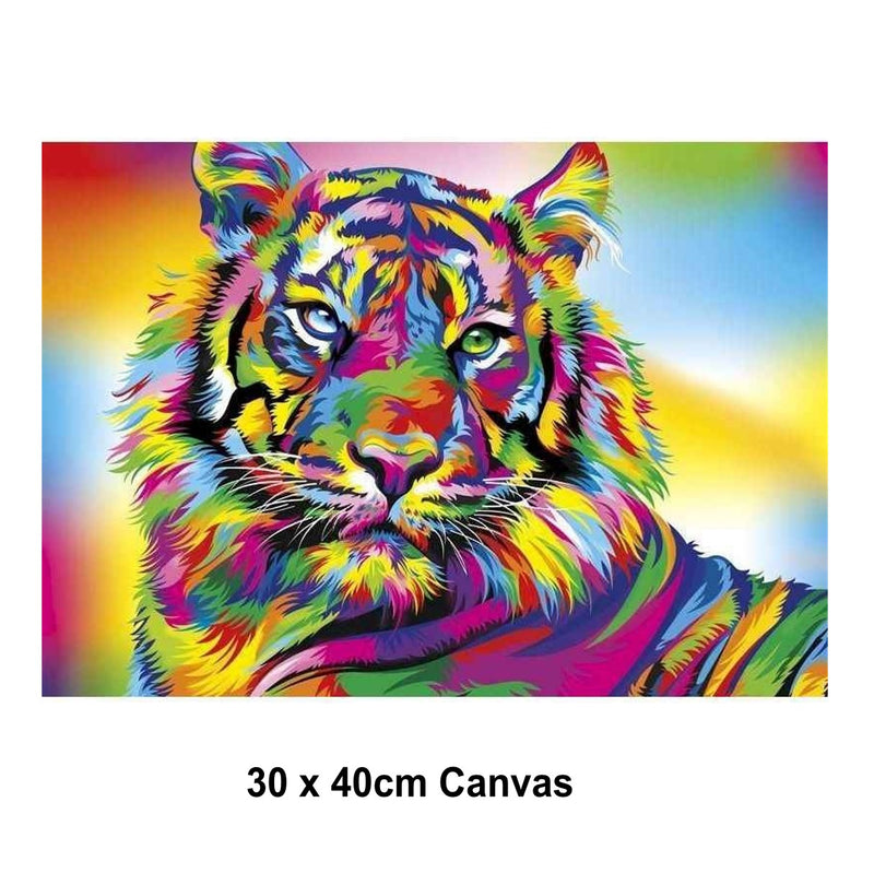 5D Picture DIY Paint by Numbers Craft Painting Kit 30x40 Canvas Rainbow Tiger