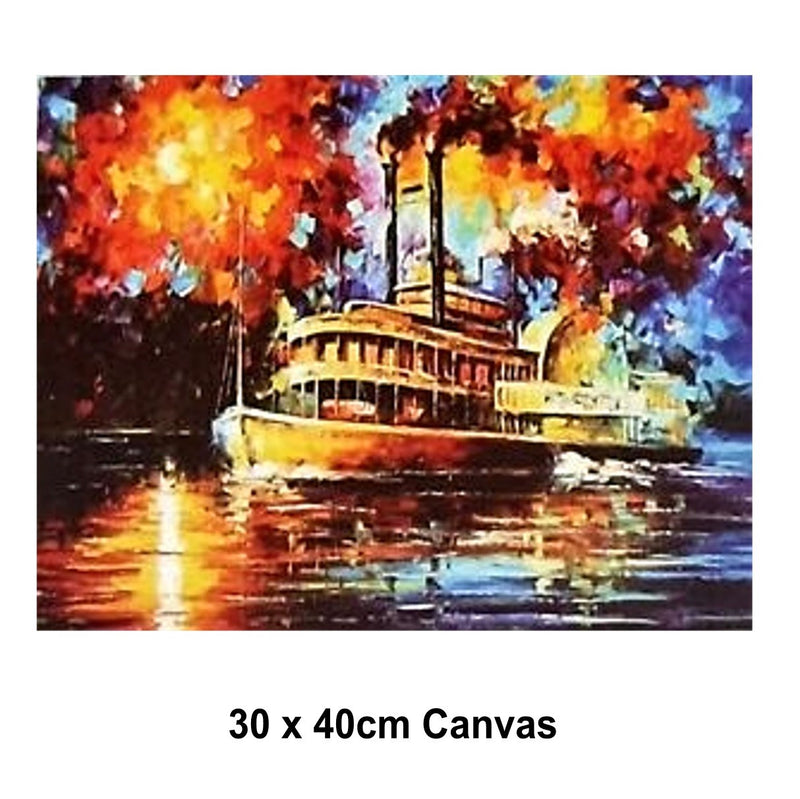 DIY Paint by Numbers Craft Painting Kit 30x40 Canvas Steam Ship