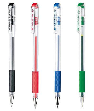 Pentel PENTEL 10pk Coloured Hybrid Gel Grip Pens - Acid Free Ink