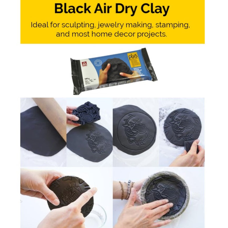 Plus Sio-2 Plus Air Drying Modelling Clay - Black 1Kg